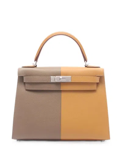 Pre-owned Hermes 2021 Kelly 28 Tote Bag In Neutral