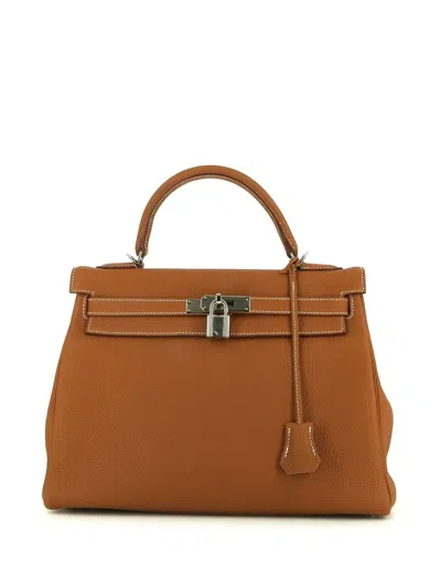 Pre-owned Hermes 2021  Kelly 32 Handbag In Gold