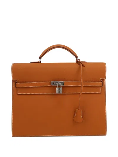 Pre-owned Hermes 2021 Kelly Dépêches Briefcase In Brown