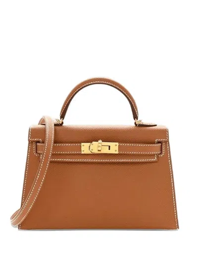 Pre-owned Hermes 2021 Kelly Sellier 20 Handbag In Brown