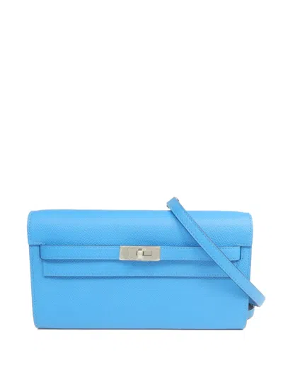 Pre-owned Hermes 2021 Kelly To Go Cross Body Bag In Blue