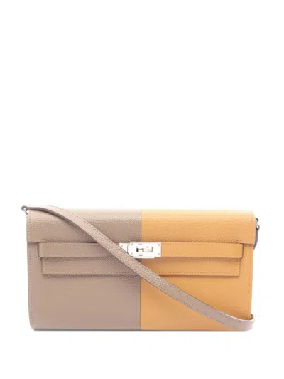 Pre-owned Hermes 2021 Kelly To Go Kazak Wallet In Brown