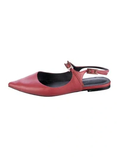 Pre-owned Hermes 2021 Leather Slingback Flats In Red