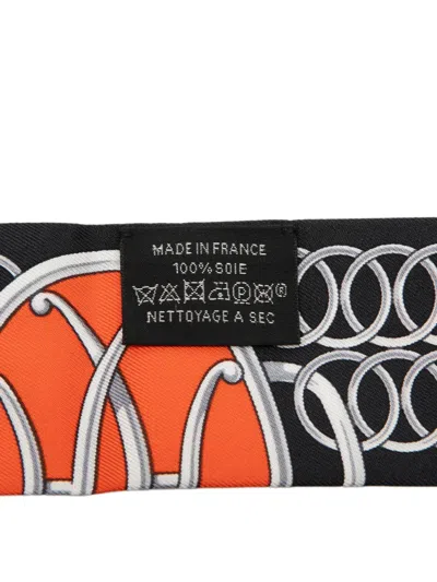 Pre-owned Hermes 2021 Lift Profile Silk Twilly Scarf Scarves In Black