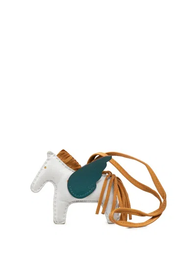 Pre-owned Hermes 2021 Milo Lambskin And Swift Grigri Rodeo Pegase Bag Charm Pm Key Chain In Blue