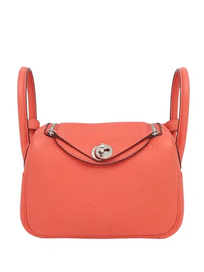 Pre-owned Hermes 2021 Mini Clemence Lindy 20 Satchel In Pink
