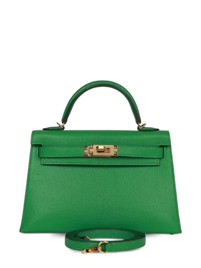 Pre-owned Hermes 2021 Mini Kelly Sellier 20 Tote Bag In Green