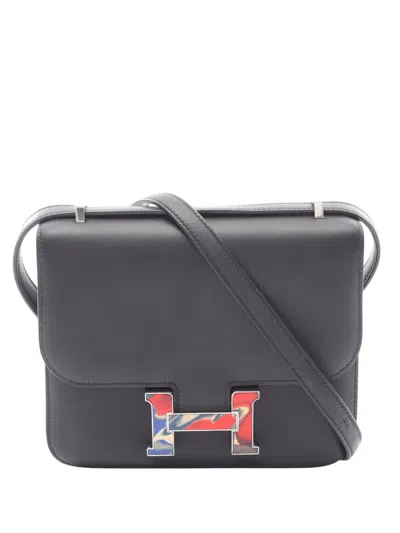 Pre-owned Hermes 2021 Mini Swift Marble Constance 18 Crossbody Bag In Black