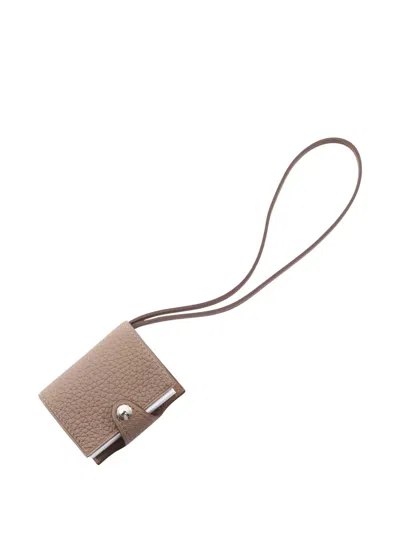 Pre-owned Hermes 2021 Nano Ulysse Leather Bag Charm In Neutral