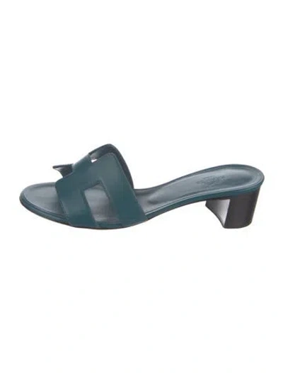 Pre-owned Hermes 2021 Oasis Slides In Blue
