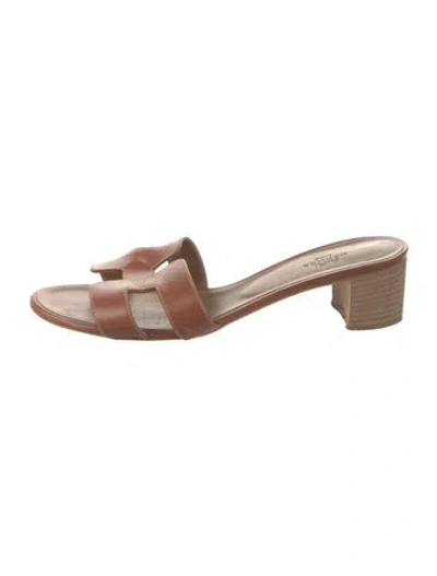 Pre-owned Hermes 2021 Oasis Slides In Brown