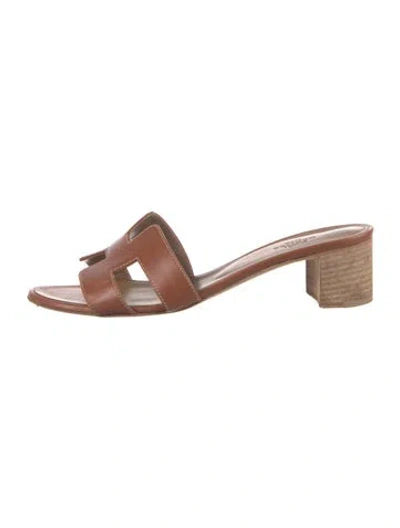 Pre-owned Hermes 2021 Oasis Slides In Brown