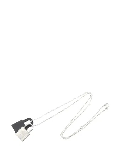 Pre-owned Hermes 2021 O'kelly Padlock Necklace In Silver