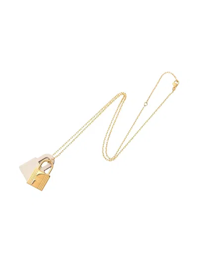 Pre-owned Hermes 2021 O'kelly Pendant Necklace In Gold