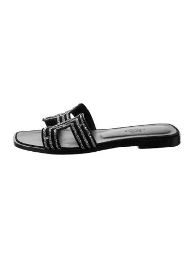 Pre-owned Hermes 2021 Oran Slides In Black