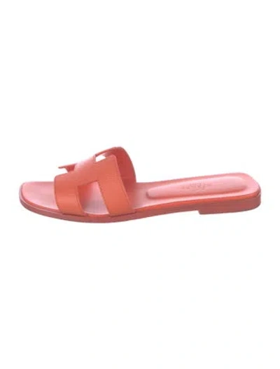 Pre-owned Hermes 2021 Oran Slides In Orange