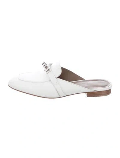 Pre-owned Hermes 2021 oz Mules In White