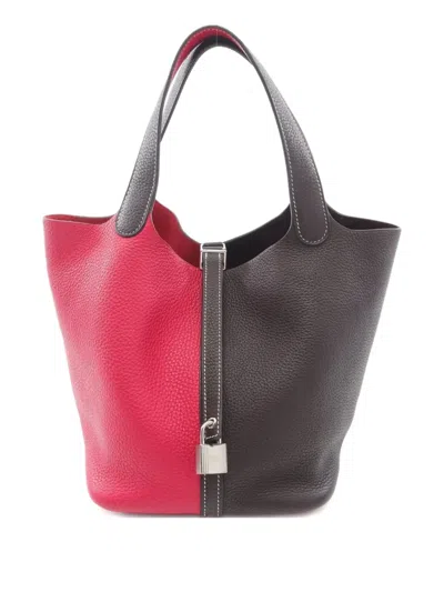 Pre-owned Hermes 2021 Picotane Lock Mm Kazak Tote Bag In Red