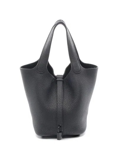 Pre-owned Hermes 2021 Picotin Lock Clemence Tote Bag In Black