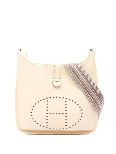 Pre-owned Hermes 2021 Pm Evelyne Iii Leather Shoulder Bag In Neutral