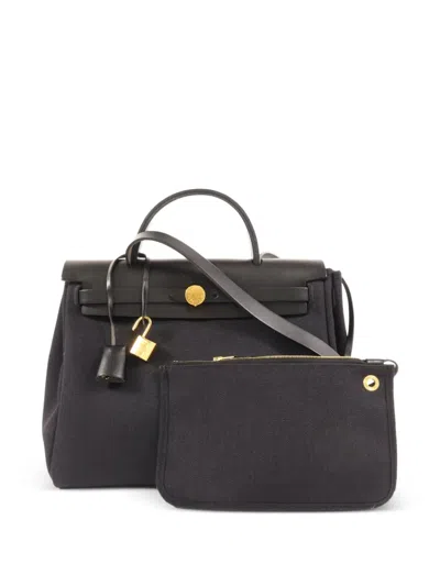 Pre-owned Hermes 2021 Pm Herbag Canvas Tote Bag In Black
