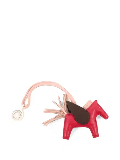 Pre-owned Hermes 2021 Pm Milo Rodeo Pegase Bag Charm In Pink