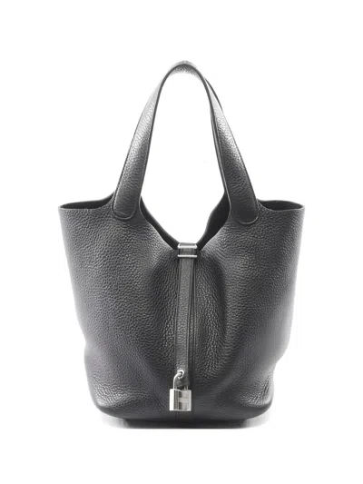 Pre-owned Hermes 2021 Pm Picotin Lock Tote Bag In Black