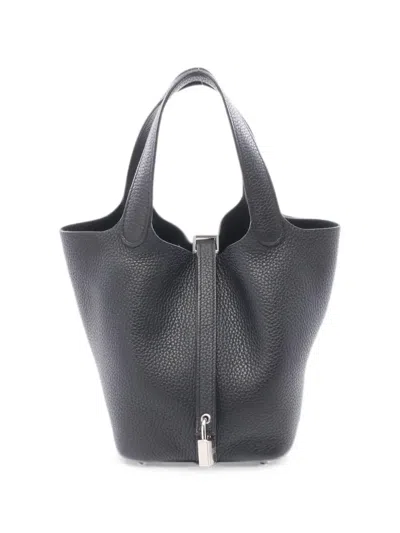 Pre-owned Hermes 2021 Pm Picotin Lock Tote Bag In Black