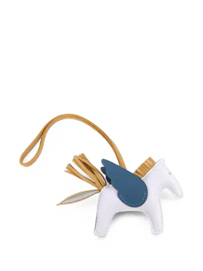 Pre-owned Hermes 2021 Pm Rodeo Pegase Bag Charm In White
