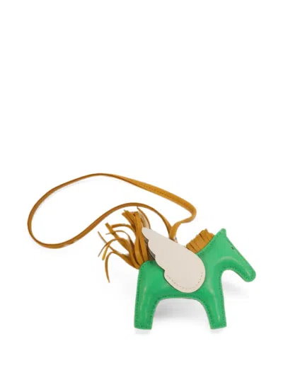 Pre-owned Hermes 2021 Pm Rodeo Pegase Charm In Green