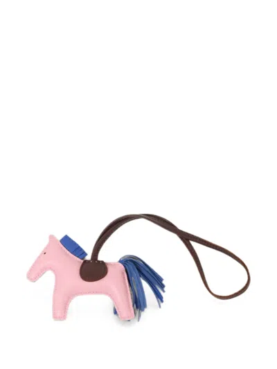 Pre-owned Hermes 2021 Rodeo Pm Horse Bag Charm In Pink