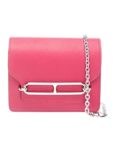 Pre-owned Hermes 2021 Roulis Slim Wallet In Pink/red