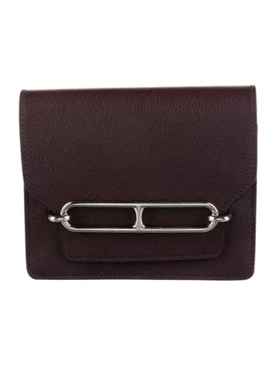 Pre-owned Hermes 2021 Roulis Slim Wallet In Red