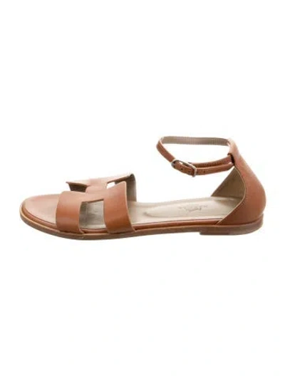 Pre-owned Hermes 2021 Santorini Sandals In Brown