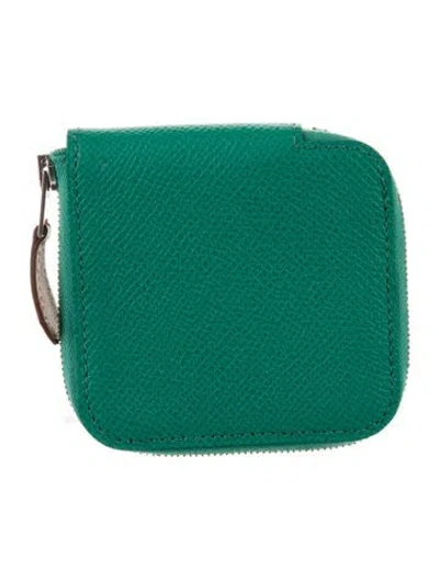 Pre-owned Hermes 2021 Silk'in Coin Purse In Green