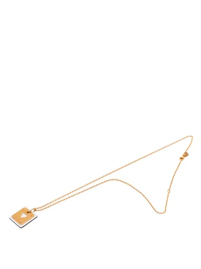 Pre-owned Hermes 2021 Small Rose Gold Plated Swift As De Coeur Pendant Necklace Costume Necklace In Pink