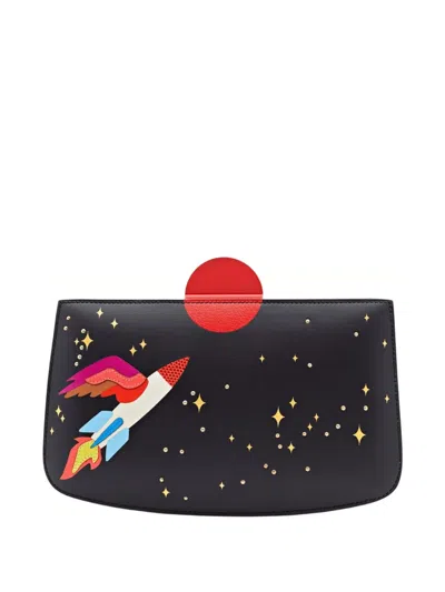 Pre-owned Hermes 2021 Space Sac À Malice Monsieur And Lizard Leather Palladium-hardware Clutch Bag In Black