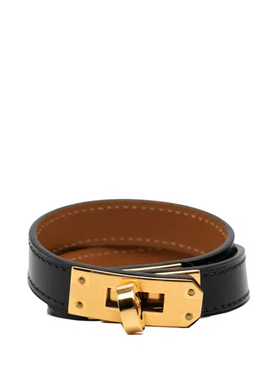 Pre-owned Hermes 2021 Swift Kelly Double Tour Bracelet Costume Bracelet In Black