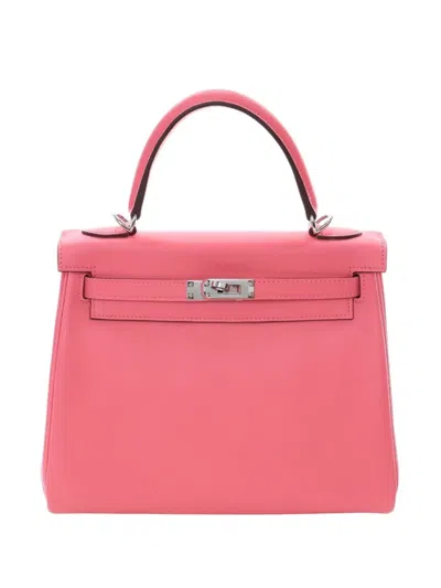 Pre-owned Hermes 2021 Swift Kelly Ii Retourne 25 Satchel In Pink