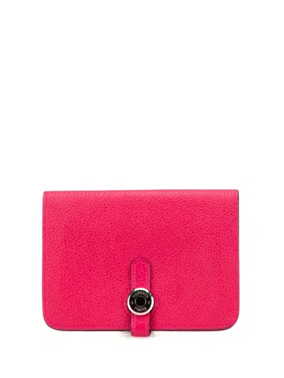 Pre-owned Hermes 2021 Togo Dogon Compact Wallet Small Wallets In Pink