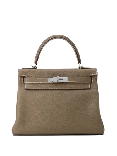 Pre-owned Hermes 2021 Togo Kelly Ii Retourne 25 Satchel In Brown
