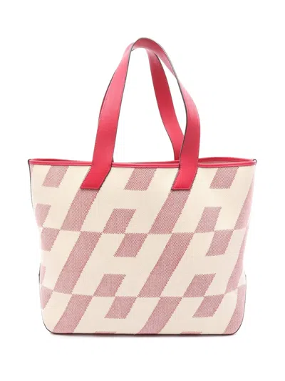 Pre-owned Hermes 2021 Toile H And Swift Cabas H En Biais 40 Tote Bag In Pink