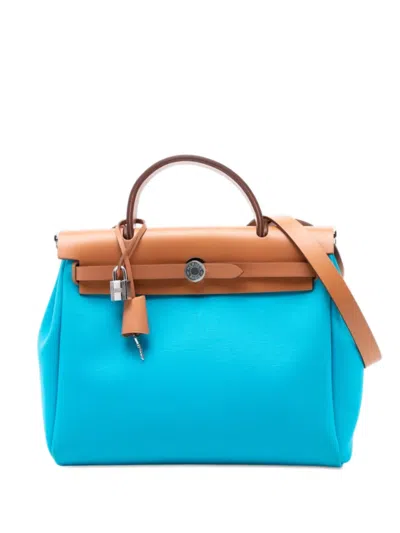 Pre-owned Hermes 2021 Toile H Berline Herbag Zip 31 Satchel In Blue