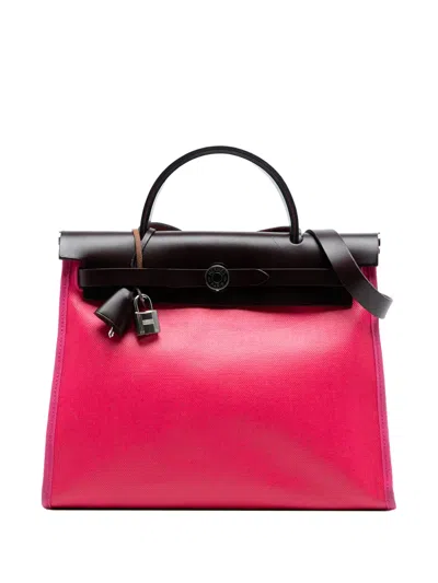 Pre-owned Hermes 2021 Toile H Berline Herbag Zip 31 Satchel In Pink