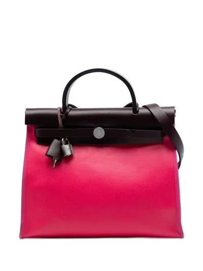 Pre-owned Hermes 2021 Toile H Berline Herbag Zip 31 Satchel In Pink