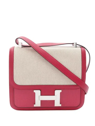 Pre-owned Hermes 2021 Toile H Berline Swift Constance Iii 24 Shoulder Bag In Pink
