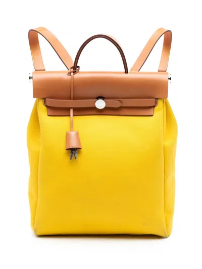 Pre-owned Hermes 2021 Toile Herbag A Dos Zip Retourne Backpack In Brown