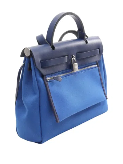 Pre-owned Hermes 2021 Toile Herbag Zip 31 Satchel In Blue
