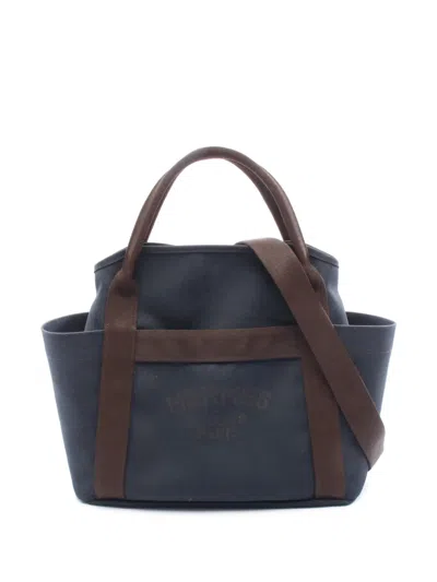 Pre-owned Hermes 2021 Toile Sac De Pansage Grooming Bag Satchel In Blue