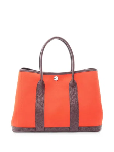 Pre-owned Hermes 2021 Tpm Garden Party Tote Bag In Orange